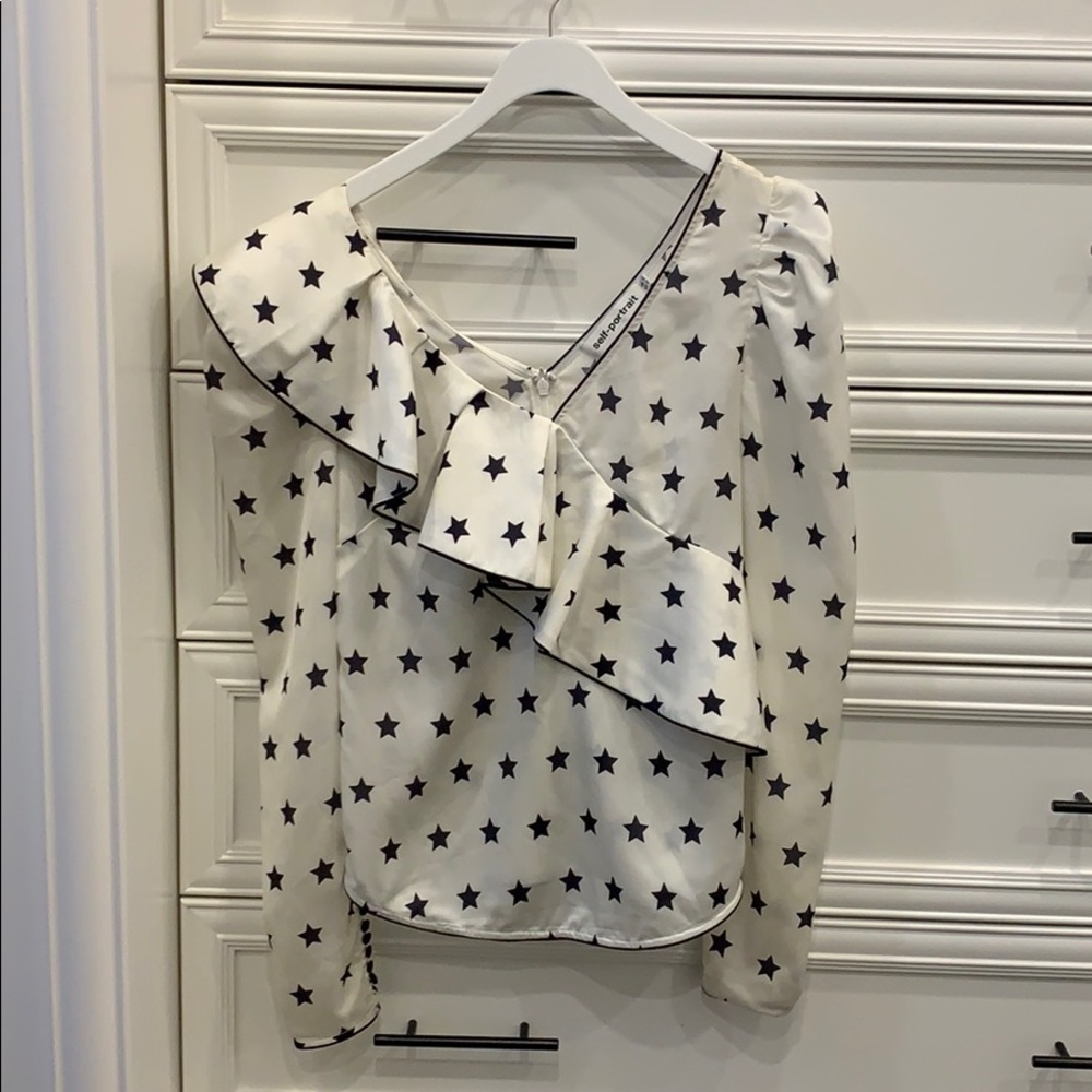 Self Portrait Silk Long Sleeve Blouse